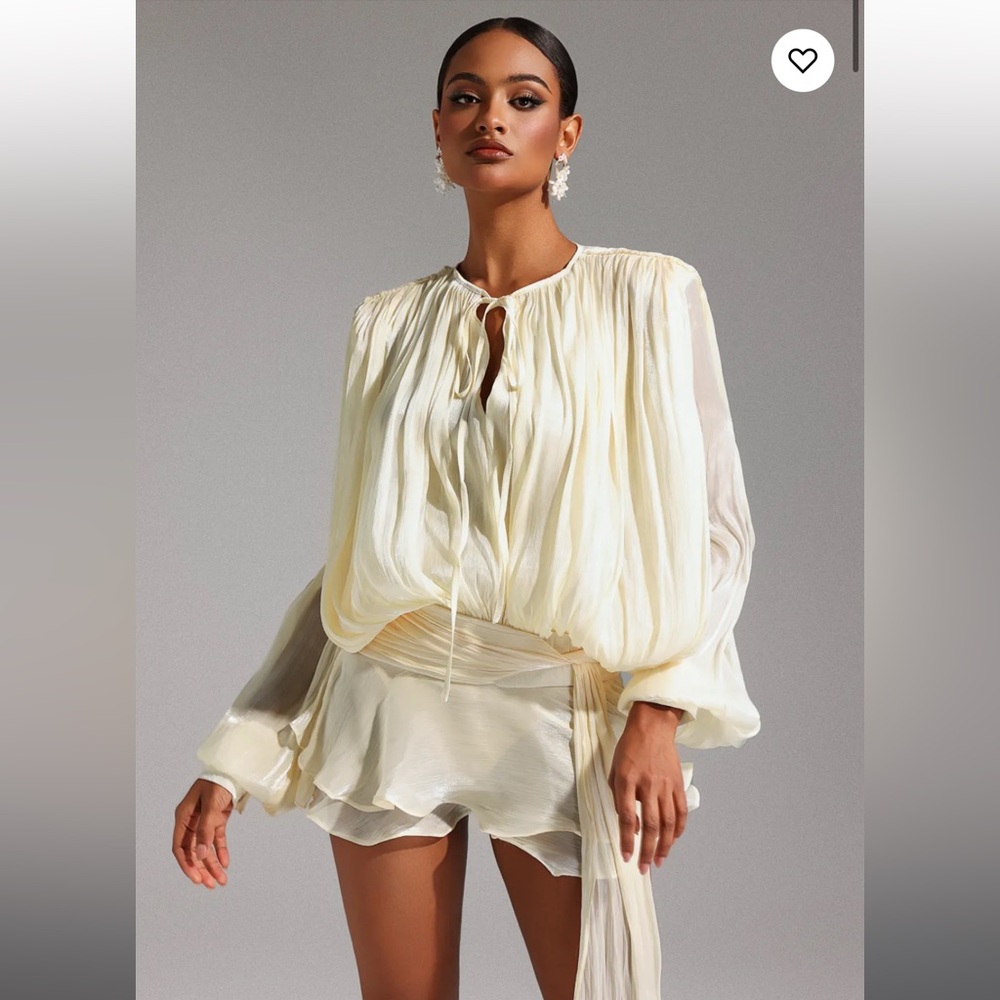 Elegant Cream Mini Dress Bridal Flowy Bella Barnett